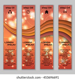 Vector design vertical banner set with abstract glowing colorful elements