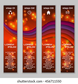 Vector design vertical banner set with abstract glowing colorful elements