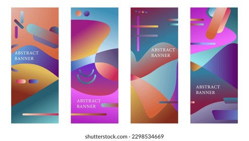 Vector design vertical retro template abstract banner gradient style illustration perfect design