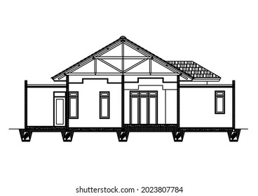 Vector design of a very nice and beautiful two-story house building sketch or piece
