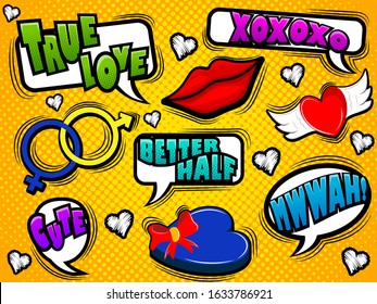 Vector design of vibrant comic pop art Happy Valentine's Day greetings background