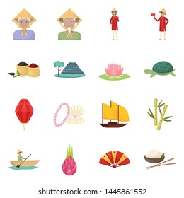 Vector design of vietnam and tourism symbol. Collection of vietnam and travel stock symbol for web.