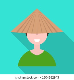 Vector design of vietnamese and portrait logo. Web element of vietnamese and costume vector icon for stock.