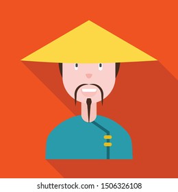 Vector design of vietnamese and portrait symbol. Collection of vietnamese and costume stock vector illustration.