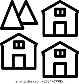Estilo de icono de aldea de diseño de Vector
