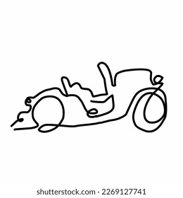 vector design, vintage electric car line art, simple and minimalist line art.