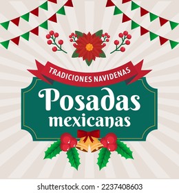 vector design vintage posadas mexicanas badge design with ornaments