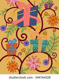 Vector design of vintage and retro Merry Christmas background
