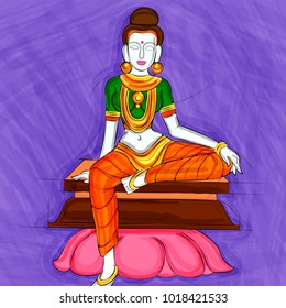 Vector design of Vintage statue of Indian female sculpture  watercolor painting