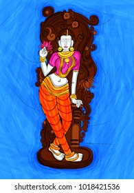 Vector design of Vintage statue of Indian female sculpture  watercolor painting