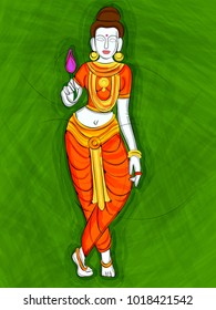 Vector design of Vintage statue of Indian female sculpture  watercolor painting