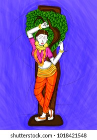 Vector design of Vintage statue of Indian female sculpture  watercolor painting