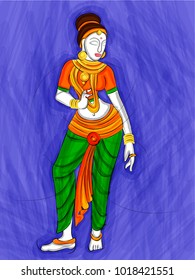 Vector design of Vintage statue of Indian female sculpture  watercolor painting