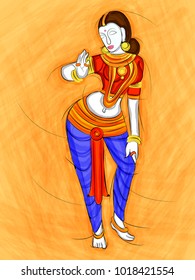 Vector design of Vintage statue of Indian female sculpture  watercolor painting