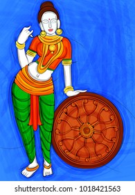 Vector design of Vintage statue of Indian female sculpture  watercolor painting