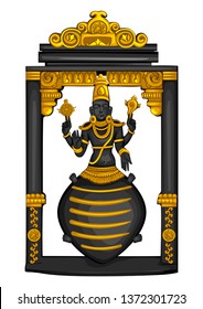Vector design of Vintage statue of Indian Lord Kurma sculpture one of avatar from the Dashavatara of Vishnu engraved on stone