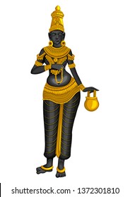 Vector design of Vintage statue of Indian Goddess Brahmacharini sculpture one of avatar from Navadurga engraved on stone