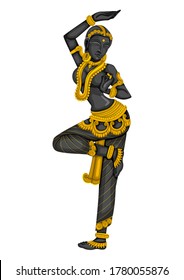 Diseño vectorial de la estatua vintage de la escultura hembra india grabada en piedra