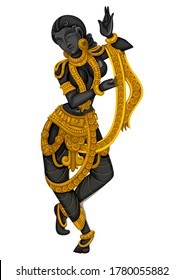 Vector design of Vintage statue of Indian female sculpture engraved on stone