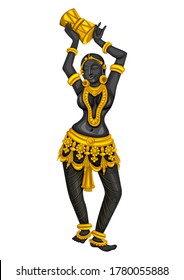 Vector design of Vintage statue of Indian female sculpture engraved on stone