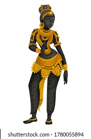 Vector design of Vintage statue of Indian female sculpture engraved on stone
