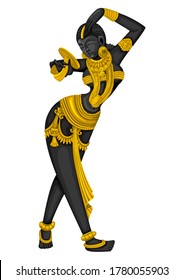 Diseño vectorial de la estatua vintage de la escultura hembra india grabada en piedra