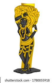 Vector design of Vintage statue of Indian female sculpture engraved on stone