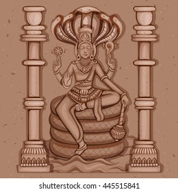 Vector design of Vintage statue of Indian Lord Shiva sculpture engraved on stone