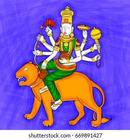 Vector design of Vintage statue of Indian Lord Parashurama sculpture one of avatar from the Dashavatara of Vishnu engraved on stone