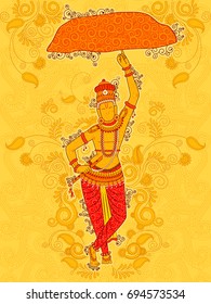 Vector design of Vintage statue of Indian God Krishna sculpture in India art style