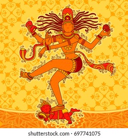 Vector design of Vintage statue of Indian Lord Shiva Nataraja in India art style