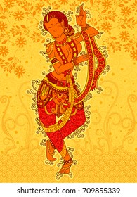 Diseño vectorial de la estatua vintage de escultura hembra india al estilo del arte floral