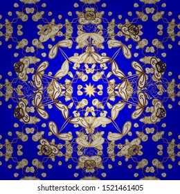 Vector design. Vector design. In vintage style. Sketch, scribble, doodle on blue and white colors. Seamless ornament. Geometric pattern. Lace pattern. Royal style. Linear pattern. Repeated doodles.