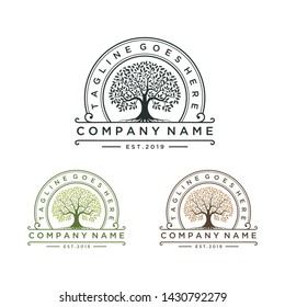 
Vector design of vintage tree of life / emblem logo
