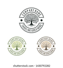 
Vector design of vintage tree of life / emblem logo