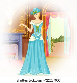 Vector design of vintage Victorian woman