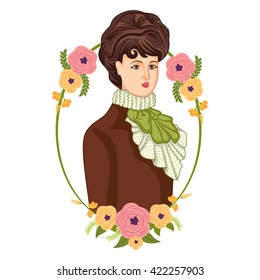 Vector design of vintage Victorian woman