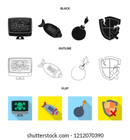 Vector design of virus and secure icon. Collection of virus and cyber vector icon for stock.