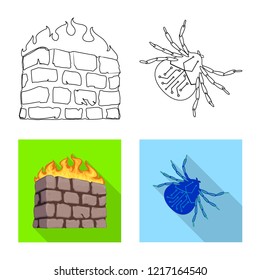 Vector design of virus and secure icon. Set of virus and cyber vector icon for stock.