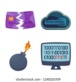 Vector design of virus and secure icon. Collection of virus and cyber vector icon for stock.