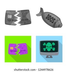 Vector design of virus and secure icon. Collection of virus and cyber stock vector illustration.