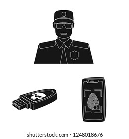 Vector design of virus and secure icon. Set of virus and cyber vector icon for stock.