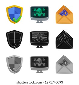 Vector design of virus and secure icon. Collection of virus and cyber stock symbol for web.
