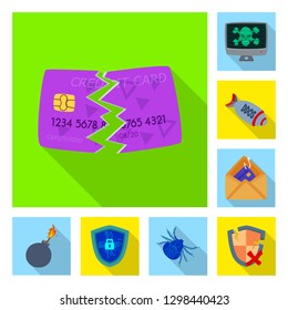 Vector design of virus and secure icon. Collection of virus and cyber stock symbol for web.