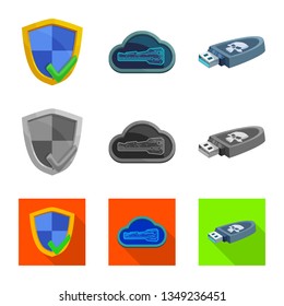 Vector design of virus and secure icon. Collection of virus and cyber stock symbol for web.
