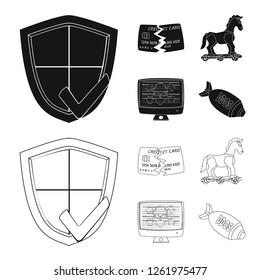 Vector design of virus and secure logo. Set of virus and cyber stock symbol for web.