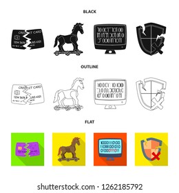 Vector design of virus and secure logo. Collection of virus and cyber stock vector illustration.