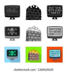 Vector design of virus and secure logo. Set of virus and cyber stock vector illustration.