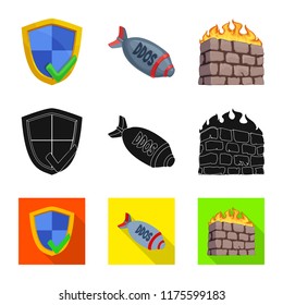 Vector design of virus and secure sign. Set of virus and cyber vector icon for stock.