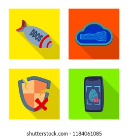 Vector design of virus and secure sign. Set of virus and cyber vector icon for stock.